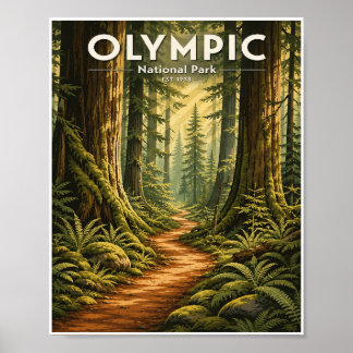 Poster Viagem ao Parque Nacional Olímpico Vintage