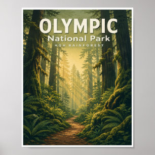 Poster Viagem ao Parque Nacional Olímpico Vintage