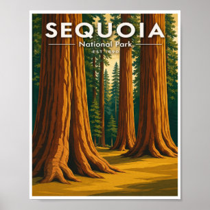 Poster Viagem ao Parque Nacional Sequoia Vintage