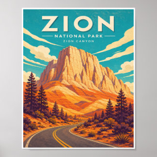 Poster Viagem ao Parque Nacional Zion Vintage