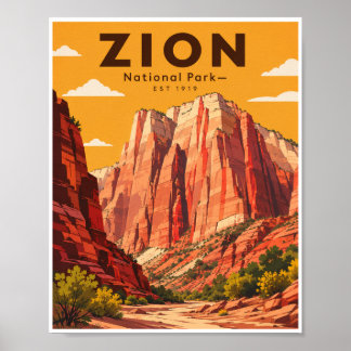 Poster Viagem ao Parque Nacional Zion Vintage