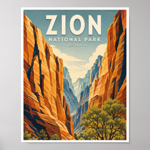 Poster Viagem ao Zion National Park Vintage
