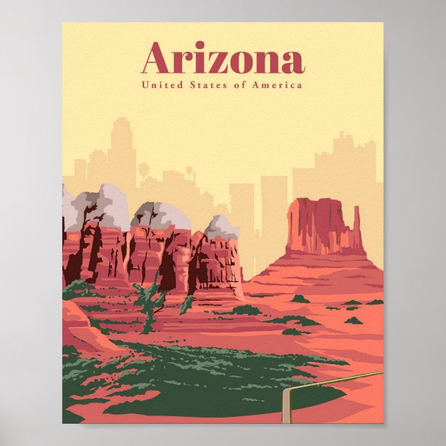 Poster Viagem Art Viagem Para Arizona (Frente)