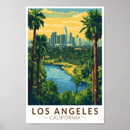 Poster Viagem Art Vintage de Los Angeles California