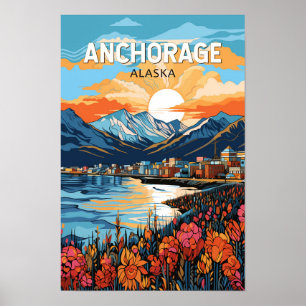 Poster Viagem Arte Vintage Anchorage Alasca