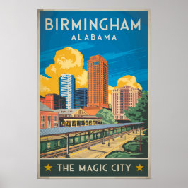 Poster Viagem Arte Vintage Birmingham Alabama