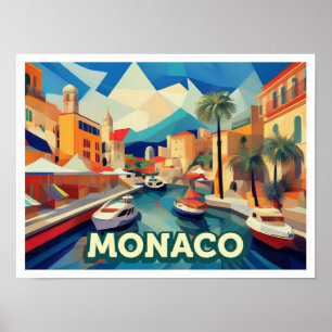 Poster Viagem artística de Mônaco colorida