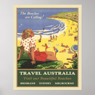 Poster Viagem Austrália As praias estão chamando