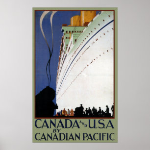 Póster Viagem canadense das linhas de cruzeiros do