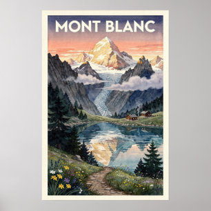 Poster Viagem Clássica ao Mont Blanc Alpino