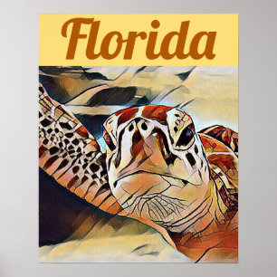 Poster Viagem criativo de Florida da tartaruga de mar dos