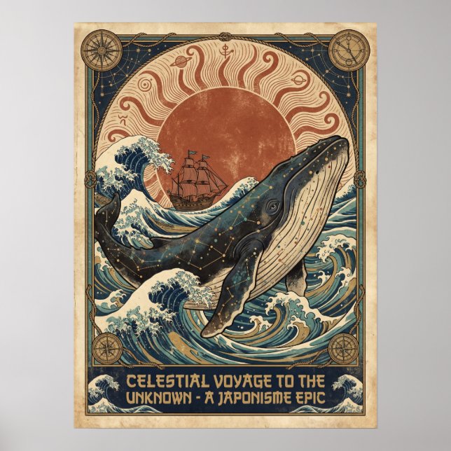 Poster Viagem da Baleia Celestial Arte de Parede Épica Ja (Frente)