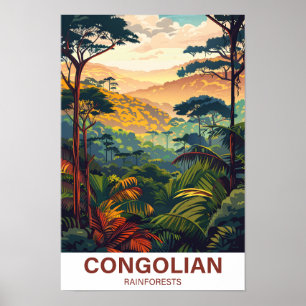 Poster Viagem da Ilustração da Floresta Tropical Congoles