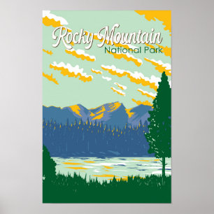 Poster Viagem da Ilustração do Parque Nacional da Montanh