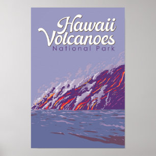 Poster Viagem da Ilustração do Parque Nacional dos Vulcõe