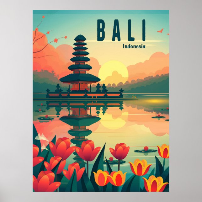 Poster Viagem da Indonésia Bali (Frente)