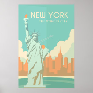 Póster Viagem da Nova Iorque da estátua da liberdade do