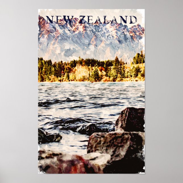 Poster Viagem da Nova Zelândia Nature Wildlife (Frente)