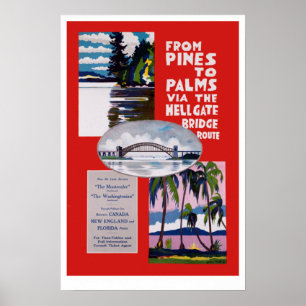 Poster Viagem da ponte Vintage From Pines to Palms Hellga