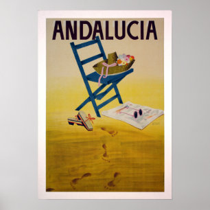 Poster Viagem da praia de Andalucia do vintage
