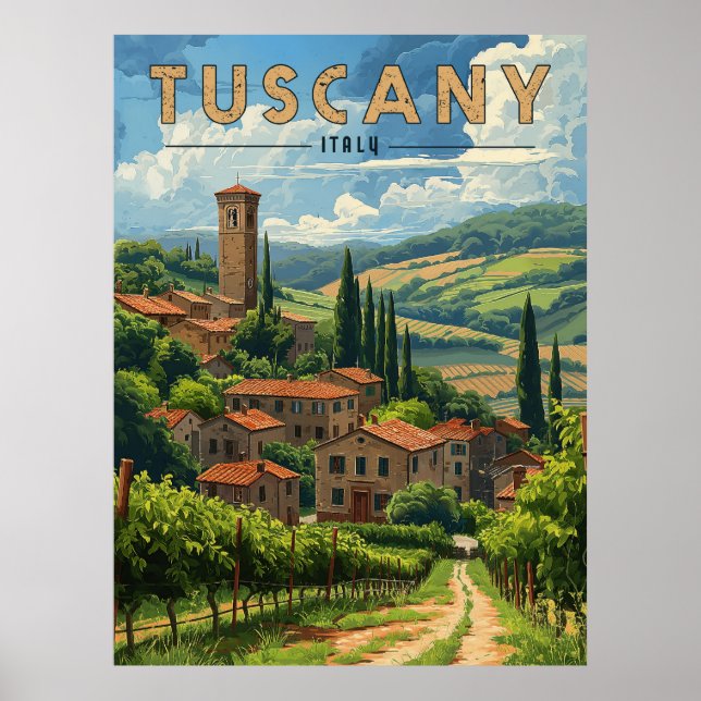 Poster Viagem da Toscânia Vintage (Frente)