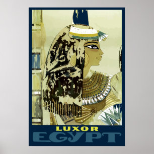 Póster Viagem das ruínas de Luxor Egipto do vintage
