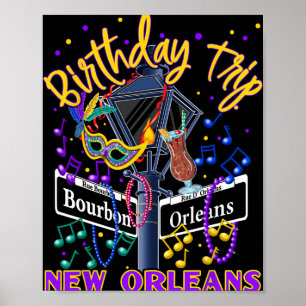 Poster Viagem de Aniversário de Nova Orleans Garotas do B