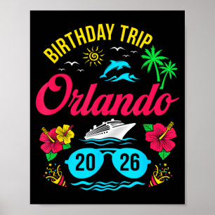 Poster Viagem de Aniversário para Orlando 2026 Família Co