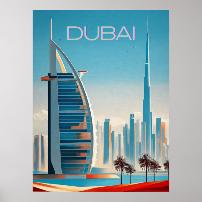 Poster Viagem de Arte Contemporânea do Skyline em Dubai (Frente)