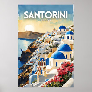 Poster Viagem de-arte da Grécia Santorini