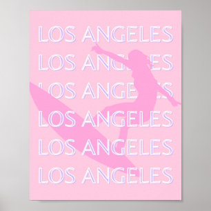 Poster Viagem de Arte de Los Angeles, Califórnia, rosa, p