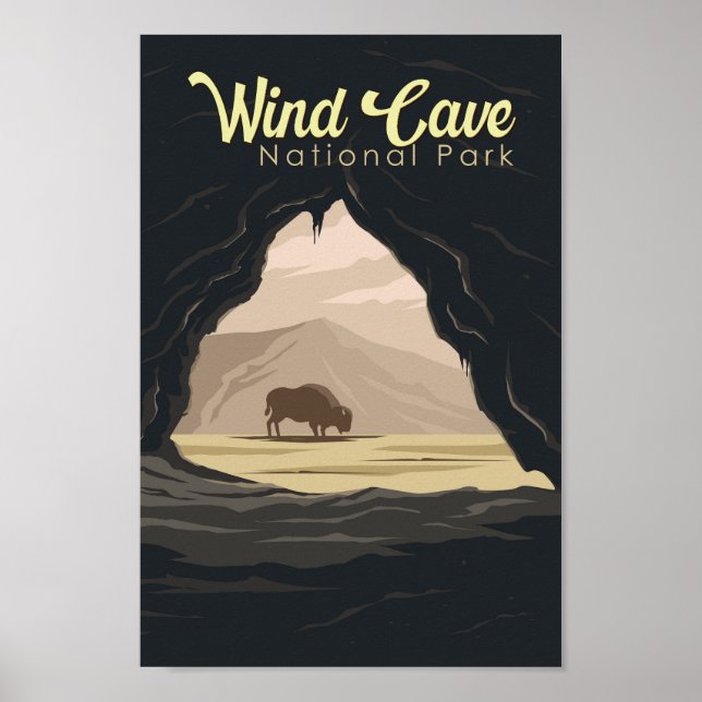 Poster Viagem de arte do Parque Nacional da Caverna Eólic (Frente)