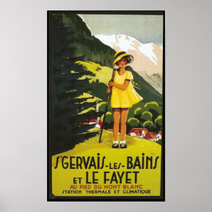 Poster Viagem de Bains dos les do St. Gervais do vintage