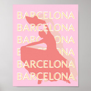 Poster Viagem de Barcelona, Rosa, Pastel