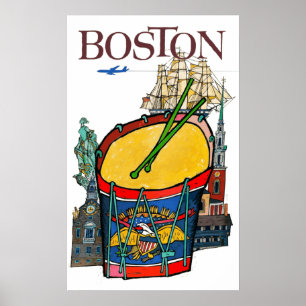 Poster Viagem de Boston do vintage