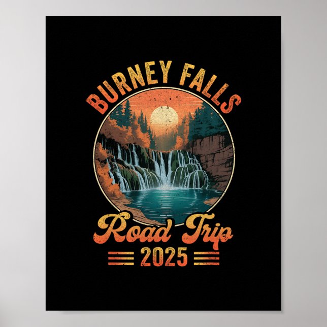 Poster Viagem de carro para Burney Falls 2025 Férias de v (Frente)