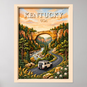 Poster Viagem de carro pelo Kentucky EUA 3D Texturizado R