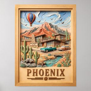 Poster Viagem de carro por Phoenix Arizona Texto Texturiz