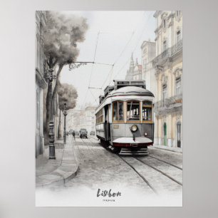 Poster Viagem de Destino de Wall Art Lisboa Watercolor