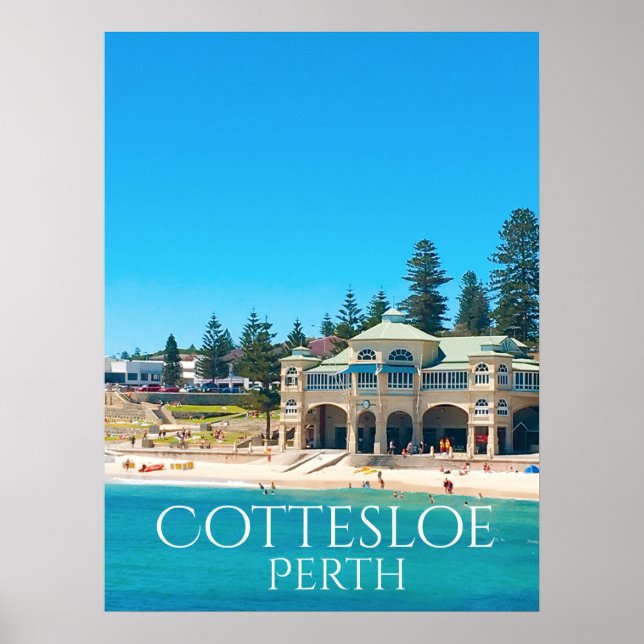 Póster Viagem de Destino Perth Austrália (Frente)