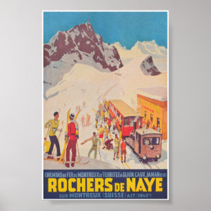 Poster Viagem de Esqui de Suiças de Naye