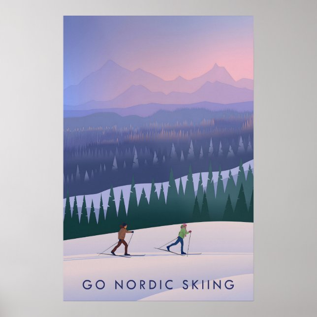 Poster Viagem de Esqui Nórdico Cartaz (Frente)