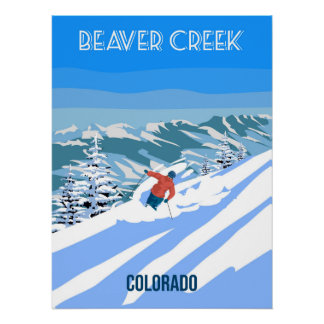 Póster Viagem de esqui resort poster vintage Beaver Creek