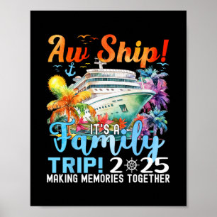 Poster Viagem de Família Divertida Aw Ship 2025 Verão Cor