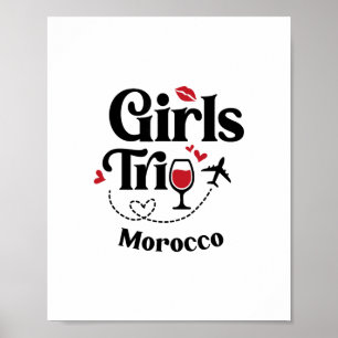 Poster Viagem de férias de garotas de vinho fofo Marrocos