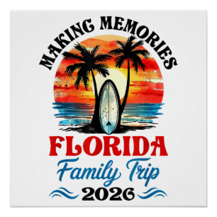 Póster Viagem de férias em família na Flórida retrô 2026