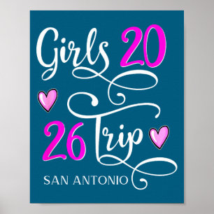 Poster Viagem de Garotas Grupo de Férias em San Antonio