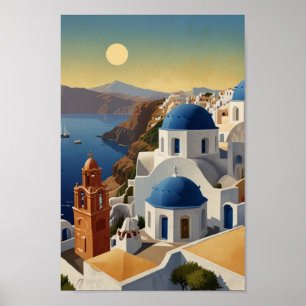 Poster Viagem de Grécia Santorini