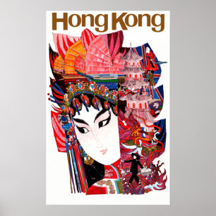 Póster Viagem de Hong Kong China da linha aérea do