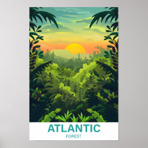 Poster Viagem de Ilustração da Floresta Atlântica